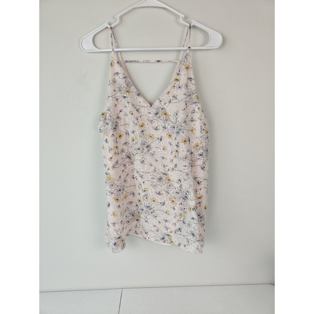 Loft Pink Floral Eyelet Cami Tank Top Size Small